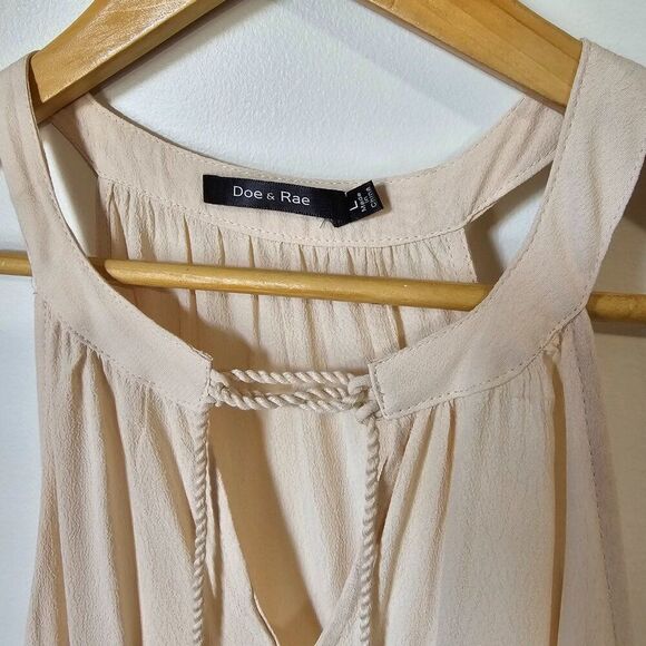 EUC DOE & RAE CREAM HALTER NECK LONG LINE SLEEVELESS TOP LACED SIDES SIZE L - Picture 4 of 11
